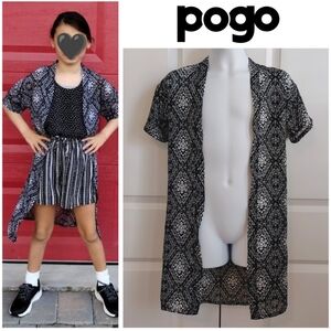 Semi-Sheer Geometric Kimono Duster